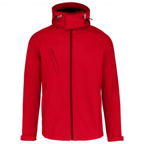 Kariban heren softshell jas met capuchon rood,3xl