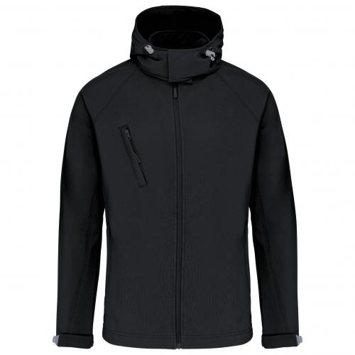 Kariban heren softshell jas met capuchon zwart,3xl