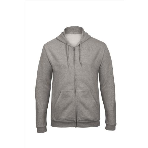 Hoodie met full zip heather grey,l