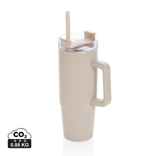 Plastic drinkfles met handvat 900 ml beige