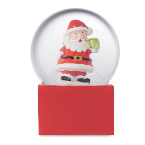 Klein sneeuwbol ornament Santo rood