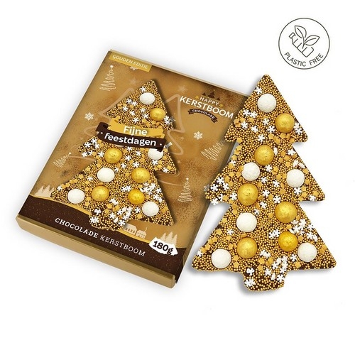 Happy Truffel Chocolade kerstboom goud