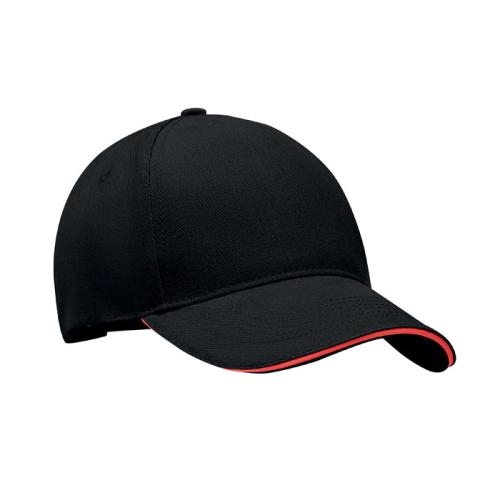 Katoenen baseball cap Singa zwart/rood