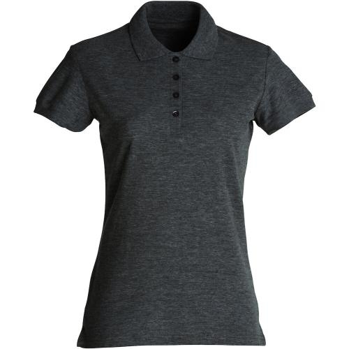 Basic dames polo antraciet melange,l