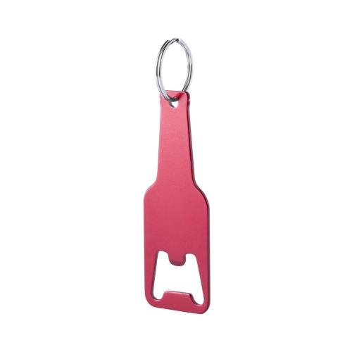 Aluminium flesopener met sleutelhanger rood