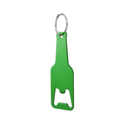 Aluminium flesopener met sleutelhanger groen