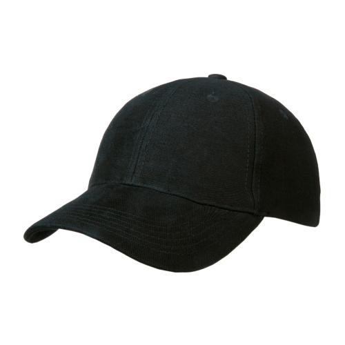 6 panel brushed cotton cap zwart