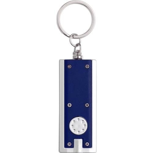 Platte sleutelhanger met LED blauw