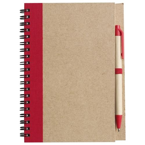 A5 recycle notitieboekje met pen rood