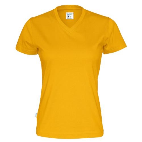 Dames T-shirt V-hals ecologisch Fairtrade katoen geel,l