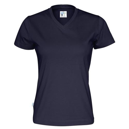 Dames T-shirt V-hals ecologisch Fairtrade katoen navy,l