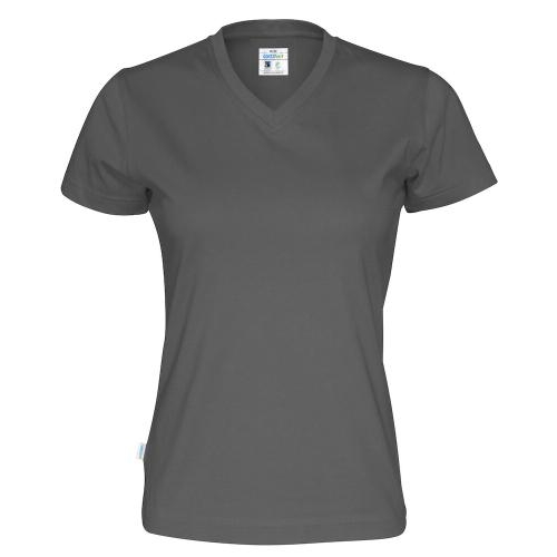 Dames T-shirt V-hals ecologisch Fairtrade katoen antraciet,l