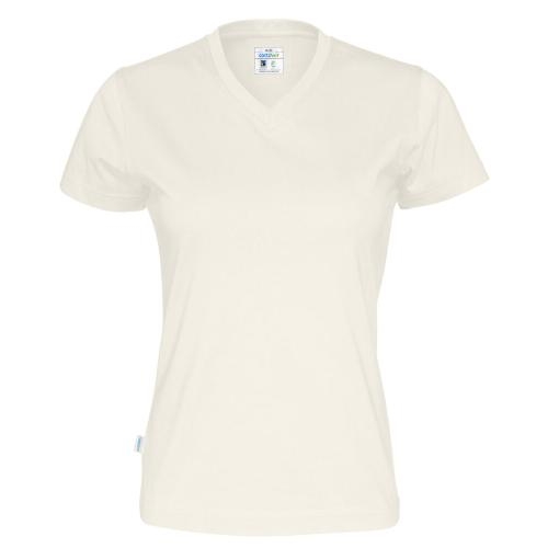 Dames T-shirt V-hals ecologisch Fairtrade katoen ecru,l