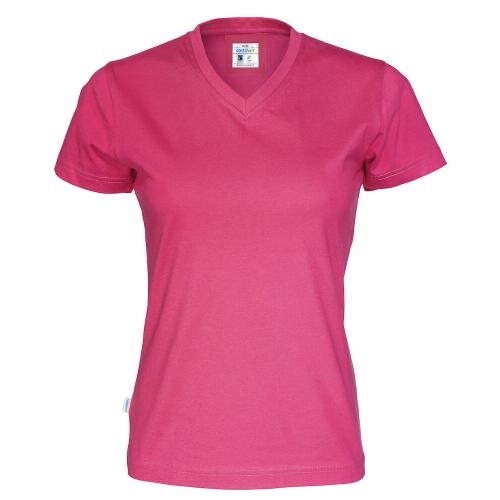 Dames T-shirt V-hals ecologisch Fairtrade katoen fuchsia,l