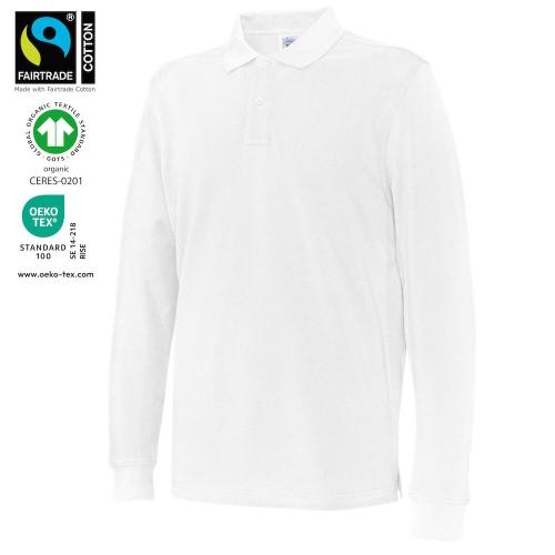 Cottover L/S polo wit,3xl