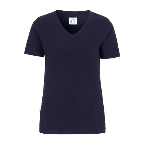 T-shirt V-hals dames slim fit navy,l