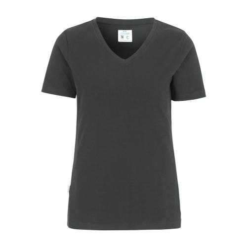 T-shirt V-hals dames slim fit donkergrijs,l