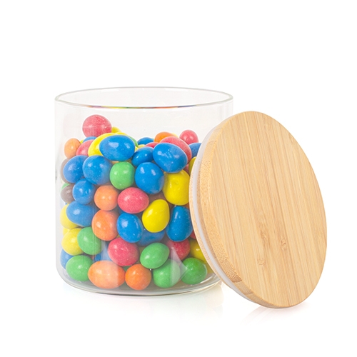 Glazen snoeppot M&M’s standaard