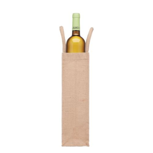 Jute wijntas voor 1 fles Campo di vino beige