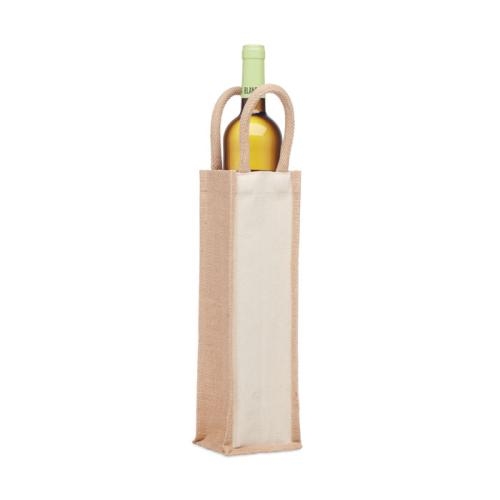 Jute wijntas voor 1 fles Campo di vino beige