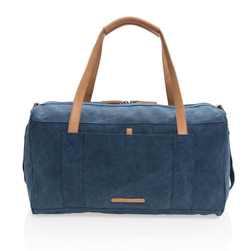 Canvas reis/weekendtas PVC vrij blauw