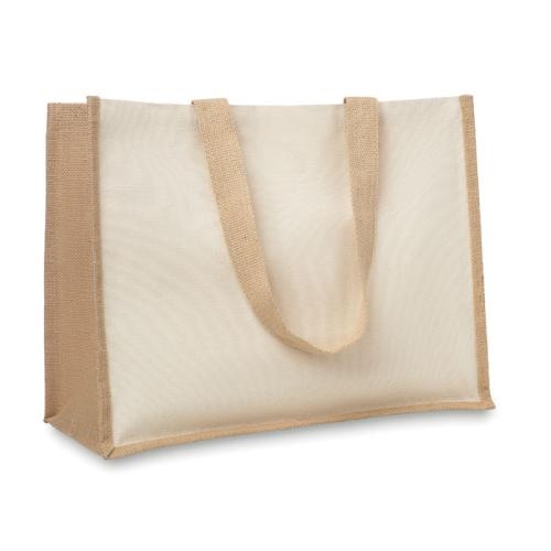 Jute/Canvas boodschappentas Campo de fiori beige