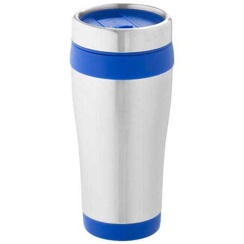 Geïsoleerde thermosbeker Elwood 410 ml zilver/blauw