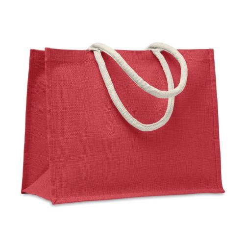 Jute tas met katoenen hengsels Aura rood