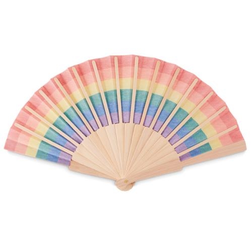 Houten regenboog handwaaier Bowfan multicolour