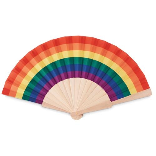 Houten regenboog handwaaier Bowfan