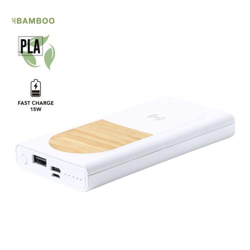 Powerbank Ditte bamboe wit