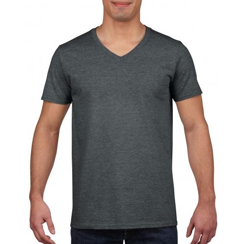 Gildan v-neck heren shirt dark heather,l