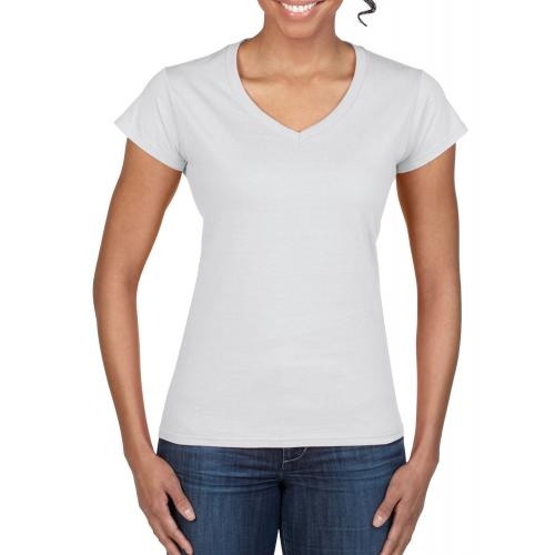 Gildan v-neck dames shirt wit,l