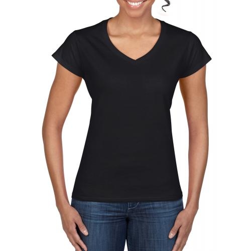 Gildan v-neck dames shirt zwart,l