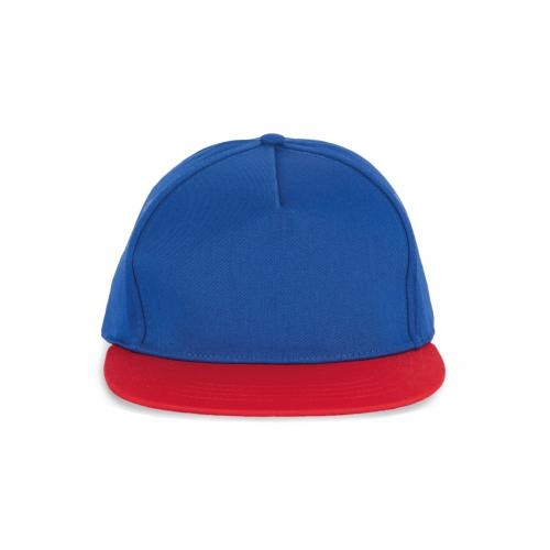 Snapback Pet - 5 Panelen royal blue/rood