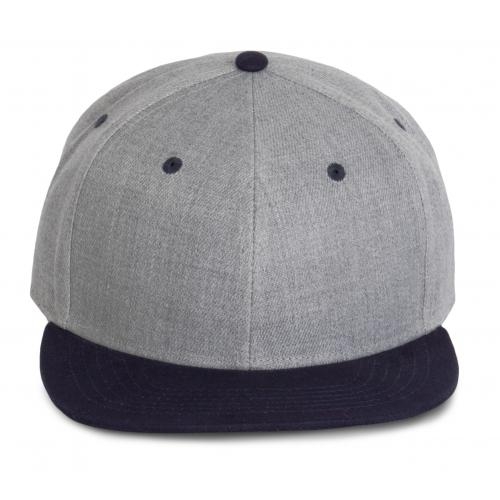 Pet Snapback - 6 panelen lichtgrijs heather/navy