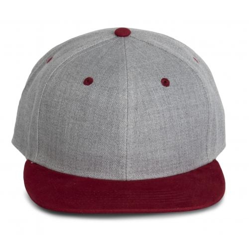 Pet Snapback - 6 panelen lichtgrijs heather/rood