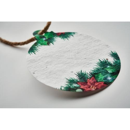 Zaadpapier kerstbal wit