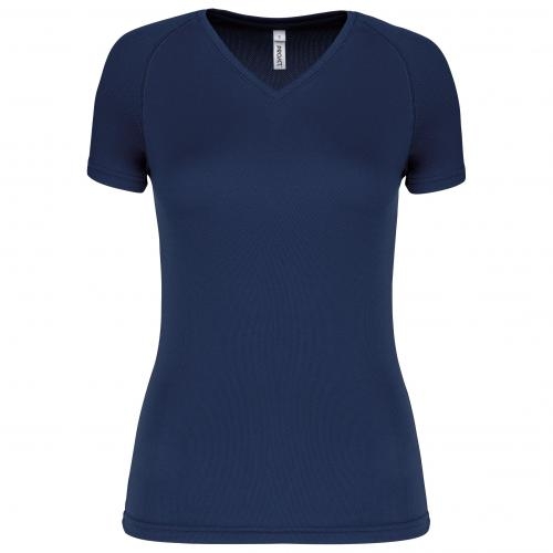 Dames sport-T-shirt V-hals navy,l