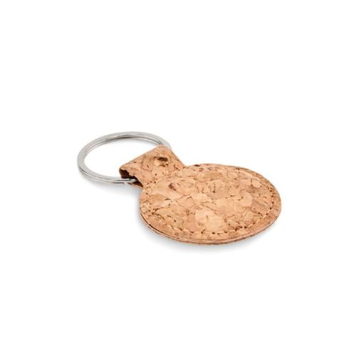 Ronde sleutelhanger van kurk Cincin beige