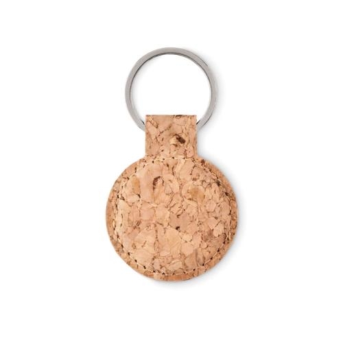 Ronde sleutelhanger van kurk Cincin beige