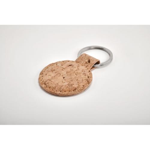 Ronde sleutelhanger van kurk Cincin beige