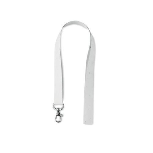 Zaadpapier lanyard met haak Lansee wit