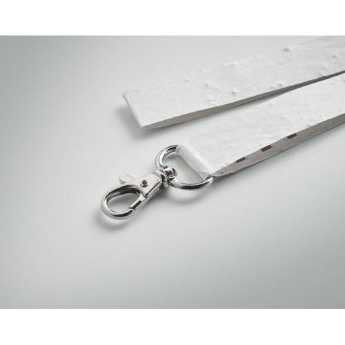 Zaadpapier lanyard met haak Lansee wit