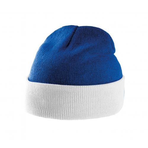 Tweekleurige muts met omslag royal blue/white