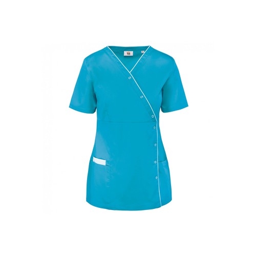 Damesblouse polykatoen drukknopen light turquoise,2xl