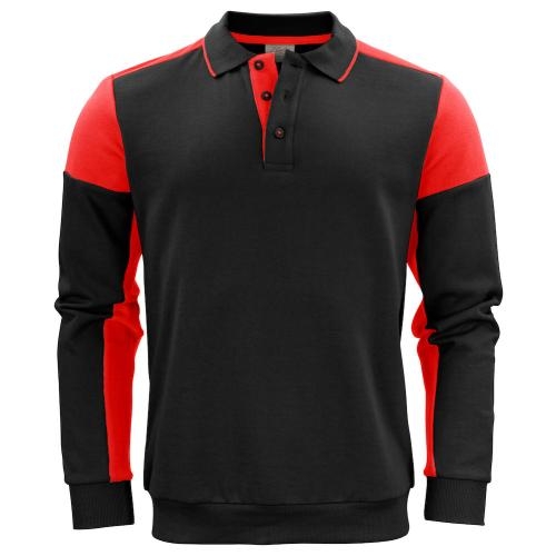 Printer Prime polosweater zwart/rood,3xl