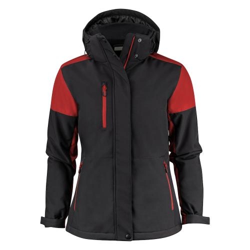 Prime padded softshelljas dames zwart/rood,2xl