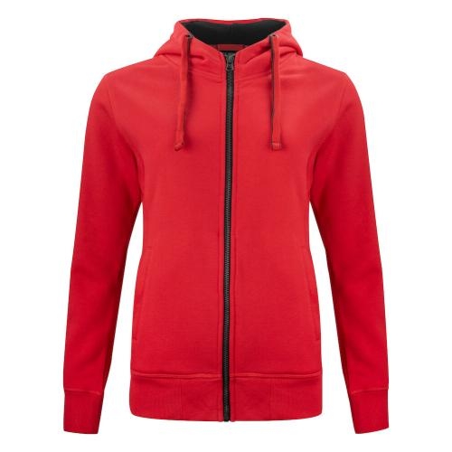 Classic hoodie full zip dames rood,l