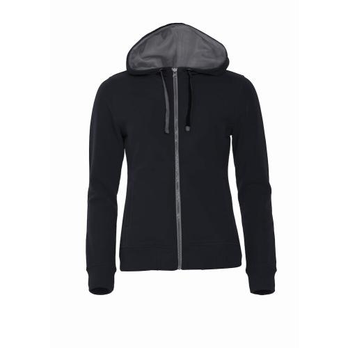 Classic hoodie full zip dames zwart,l